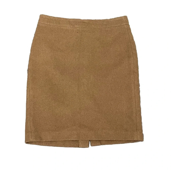j crew mercantile Tan Wool Pencil Skirt Womens 2 Norm Preppy Capsule Academia - Picture 1 of 10